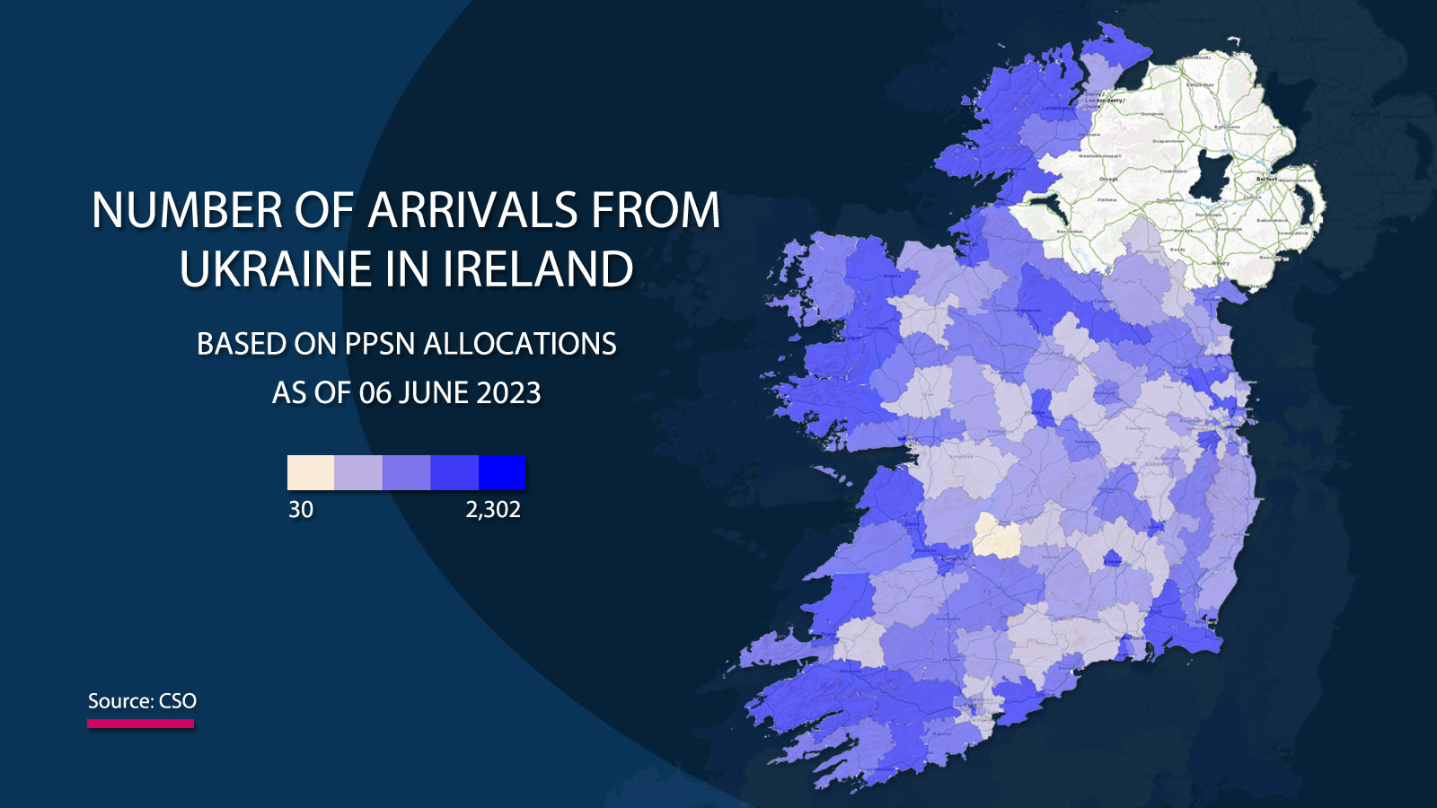 CSO Ukraine Arrivals in Ireland – as at June 2023